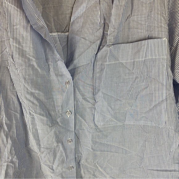 Nordstrom Blue Feather Claudette Stripe Cotton Blouse NWT Size M - Picture 3 of 9